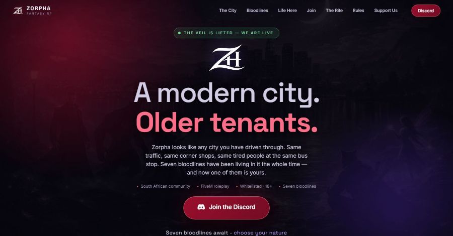 Zorpha Fantasy RP community website built by JonyX WebWorks